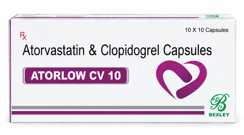 ATORLOW CV 10 - Atorvastatin 10 mg + Clopidogrel 75 mg by Bexley LifeScience