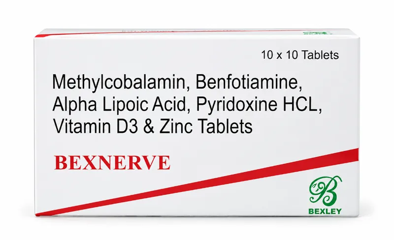 BEXNERVE - Methylcobalamin, Benfotiamine, Alpha Lipoic Acid, Pyridoxine HCL, Folic Acid & Selenium by Bexley LifeScience